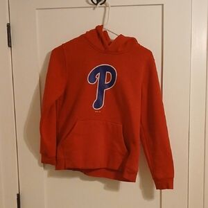 Kids Red Hoodie with Blue Lettering